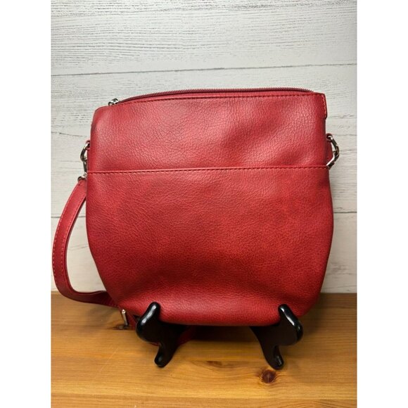 S-Q Vegan Leather Crossbody/Shoulder Bag Purse in Red With Zipper closures - Picture 2 of 9